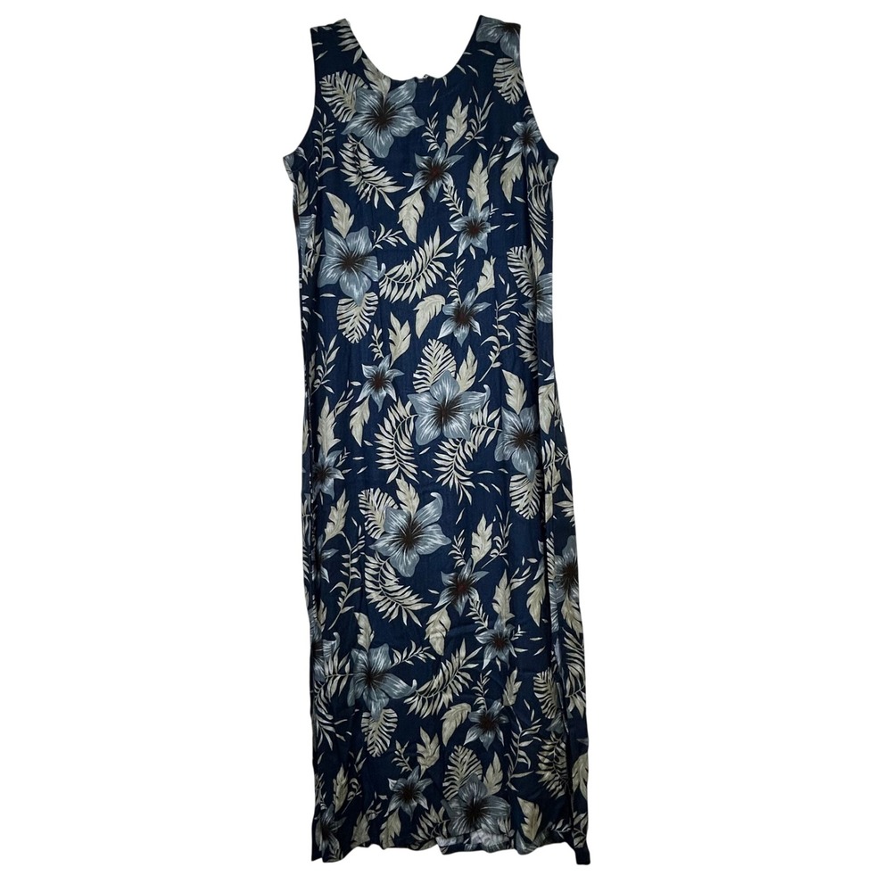 Royal Creations Blue Floral Sleeveless Maxi Dress S‎ Hawaii Vacation Resortwear